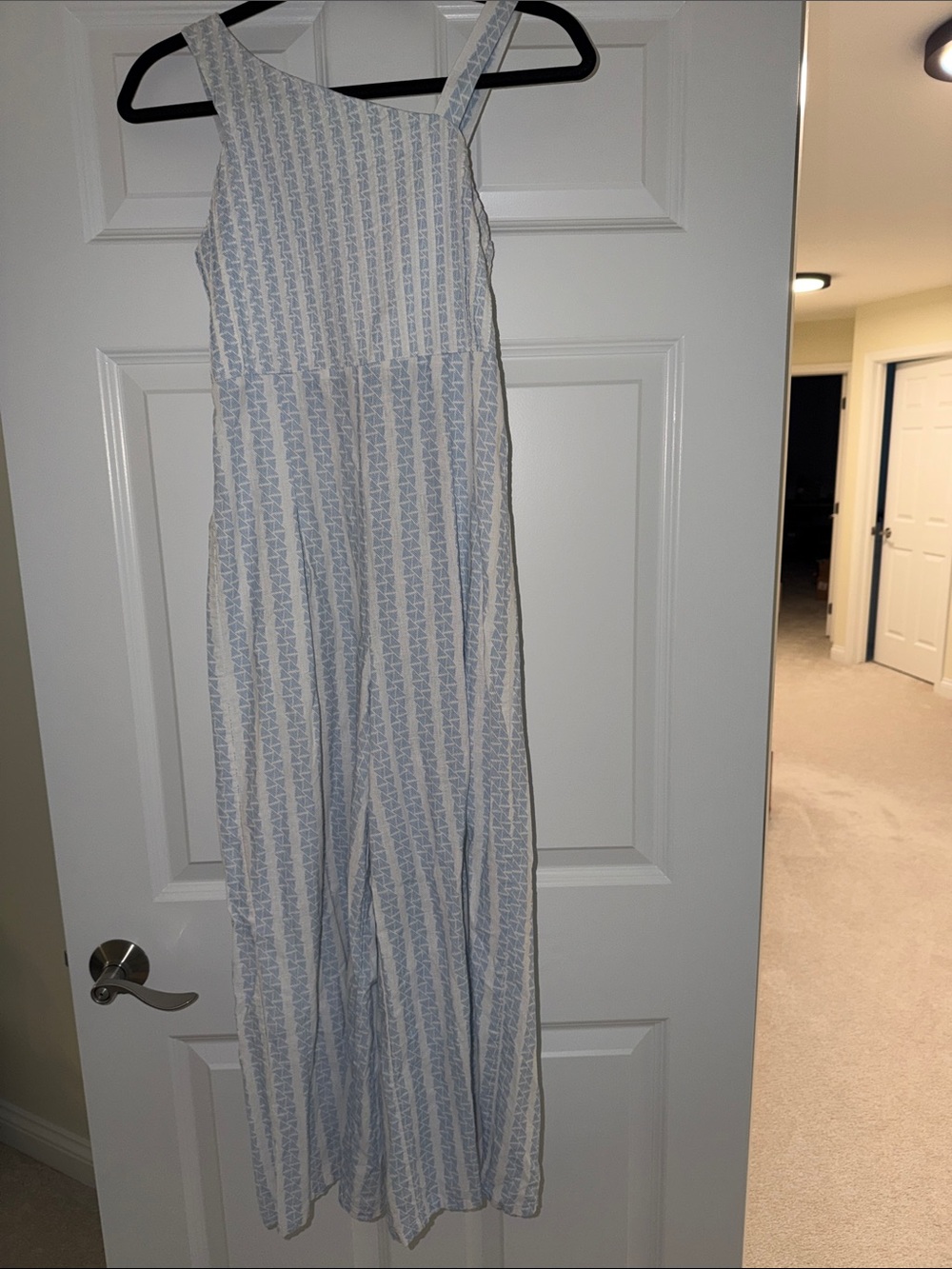 Light Blue and White Striped jumpsuit